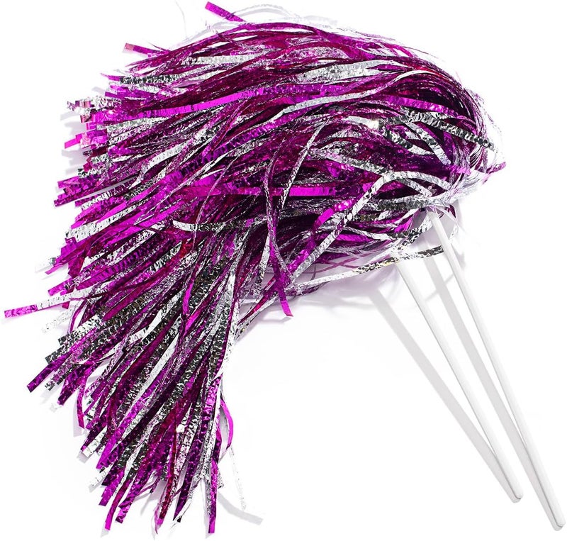 Anderson's Metallic Foil Textured School Spirit Shakers, Cheerleader Pom Poms, Football, Basketball, Homecoming Squad, Team, Party, Dance, Club, Performance, Fan Celebration Pack of 10 - Image 1